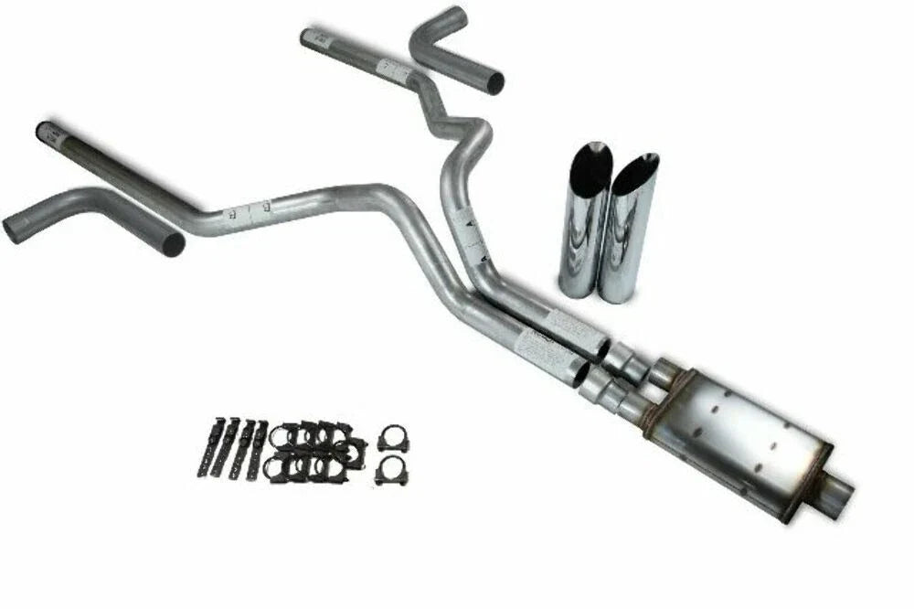 3" Dual Exhaust Kit for Chevy GMC 1500 (2019–2025) - Side Exit, Slash Tip