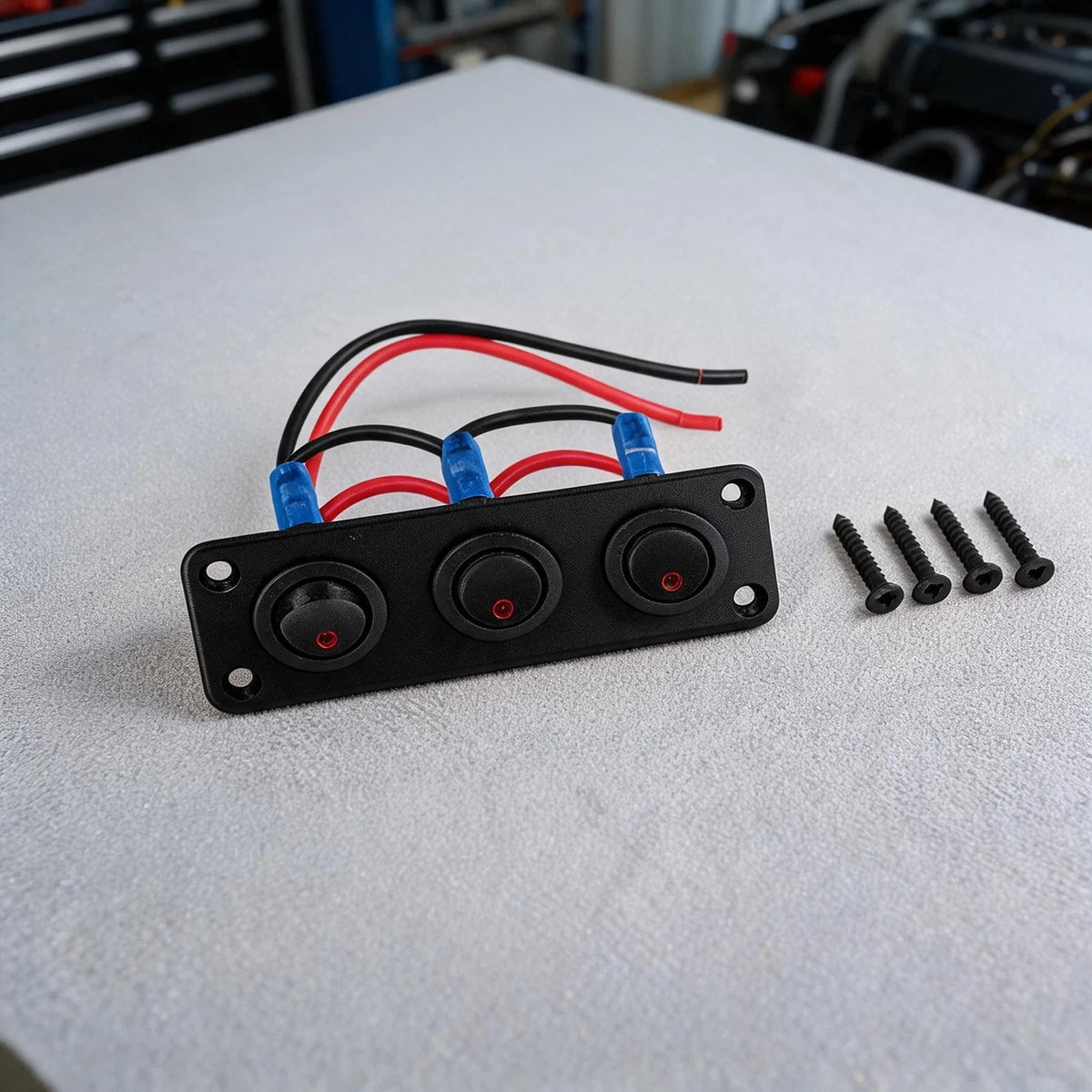 3 Gang Lighted Rocker Switch Panel for 12 Volt Vehicle Control
