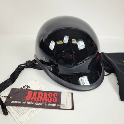 BikerTrooper Half Helmet for Motorcycle (DOT Approved) - Gloss Black