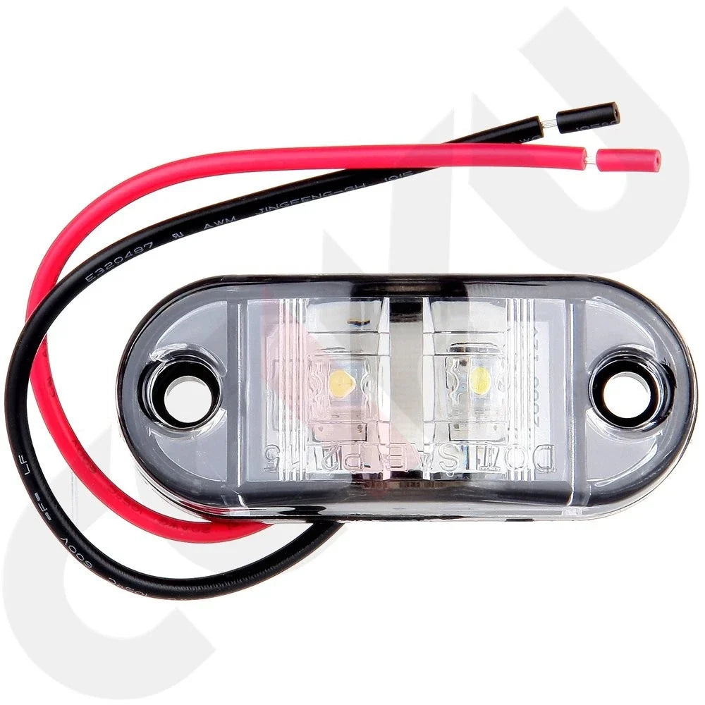 LED Light 2 Diode Clearance Side Marker - 2X Clear/White Universal