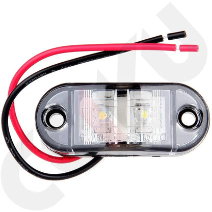 LED Light 2 Diode Clearance Side Marker - 2X Clear/White Universal