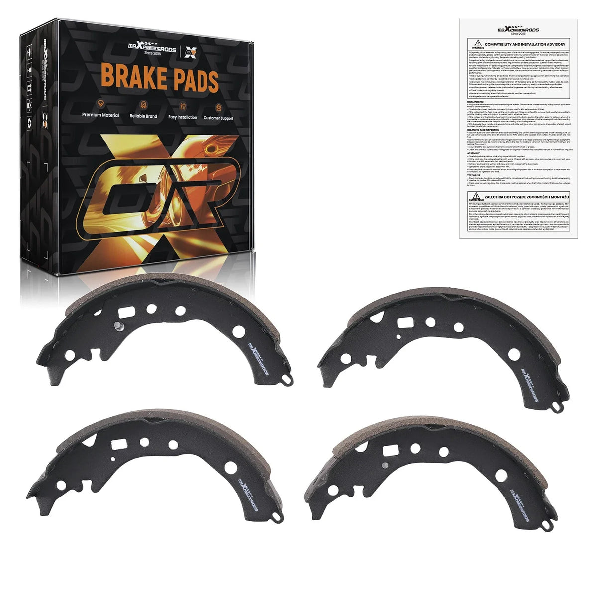 4X Rear Brake Shoes Kit for Scion iQ (2013), xD (2008–2014), Toyota Corolla (2009–2019)