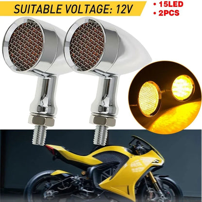 Chrome Amber LED Turn Signal Lights 2X for Harley Motorcycle
