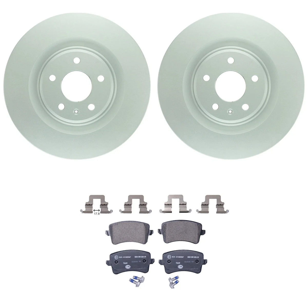 Bosch QuietCast Rear Rotor & Hella Low-Met Disc Brake Pad Kit for Audi S5 (2009)