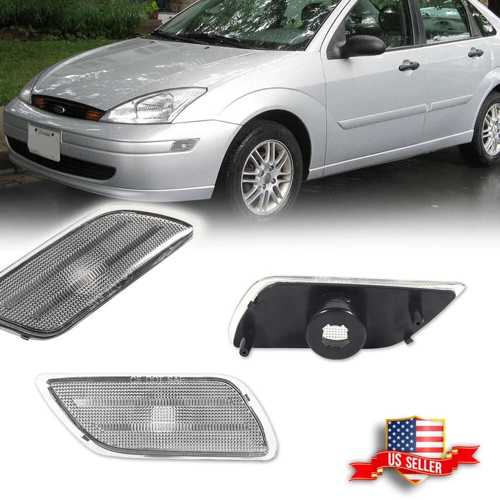 2X Euro Style Clear Lens Front Side Marker Lights for Ford Focus (2000–2004)
