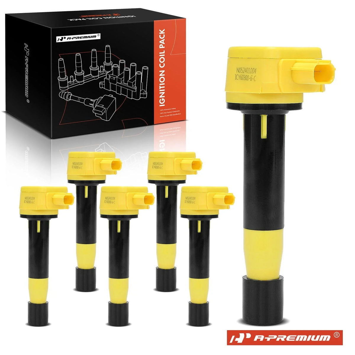 6X Yellow Ignition Coil Pack for Honda Accord Odyssey (2008–2012)
