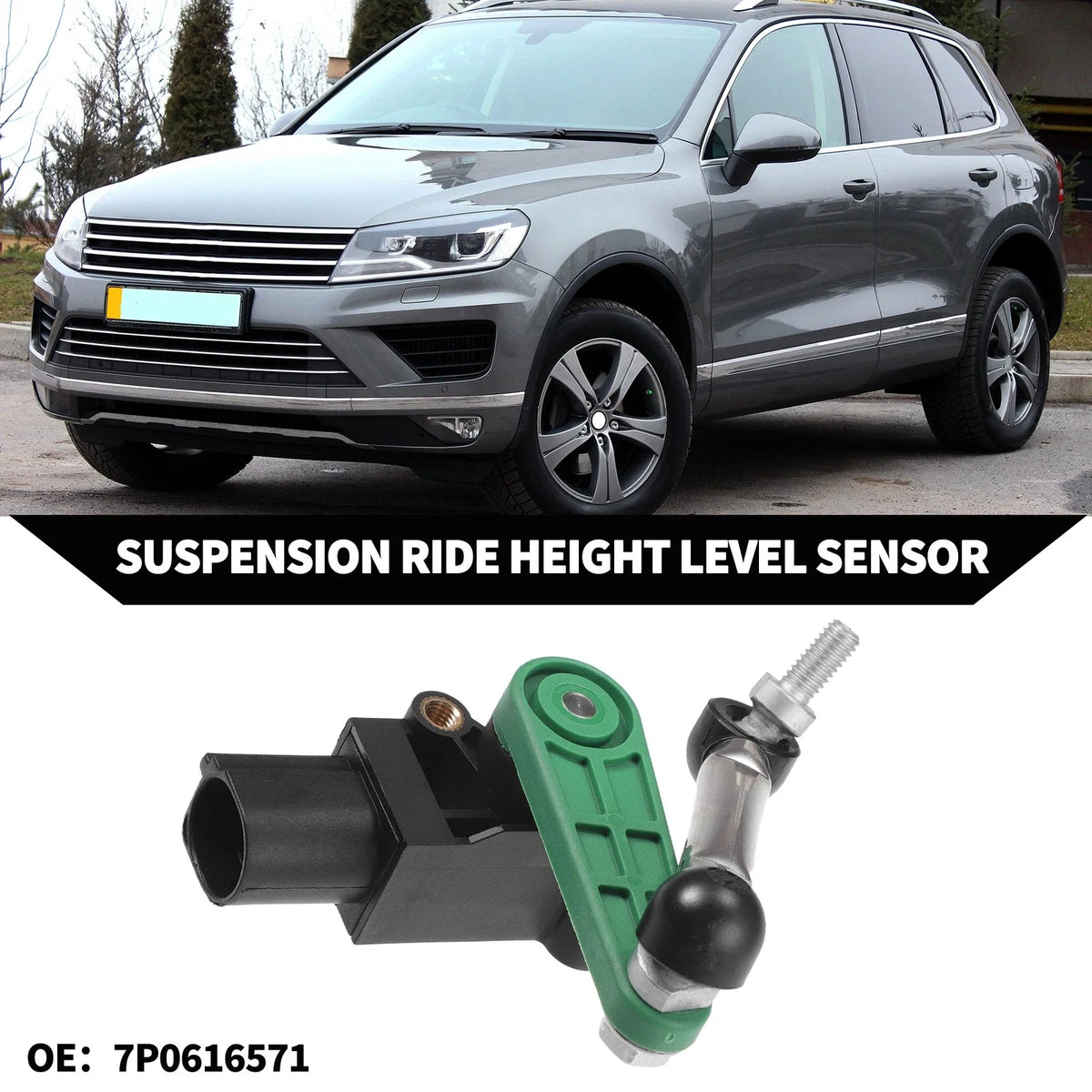 2X No.7P0616571 Suspension Ride Height Level Sensor for VW Touareg (2011–2017)