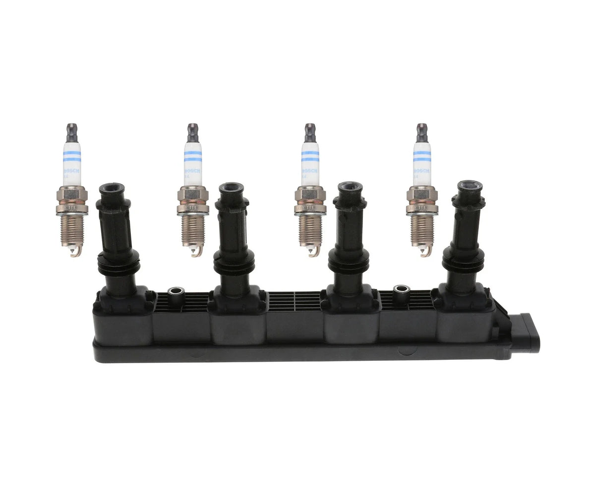 Ignition Coil & 4 Double Iridium Spark Plugs for Chevy Cadillac (1.4 L4)