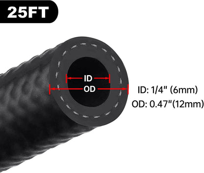 25FT NBR Rubber Fuel Line Hose 1/4" ID for Automotive Fuel Systems