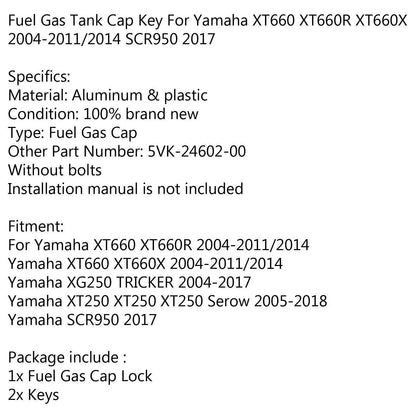 Fuel Tank Cap for Yamaha SCR950 XT660 XT660R XT660X 2004-2017 #F#1L #3