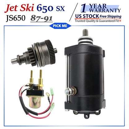 Jet Ski Starter for Kawasaki JS650 650 SX (1987-1991) - Bendix & Relay