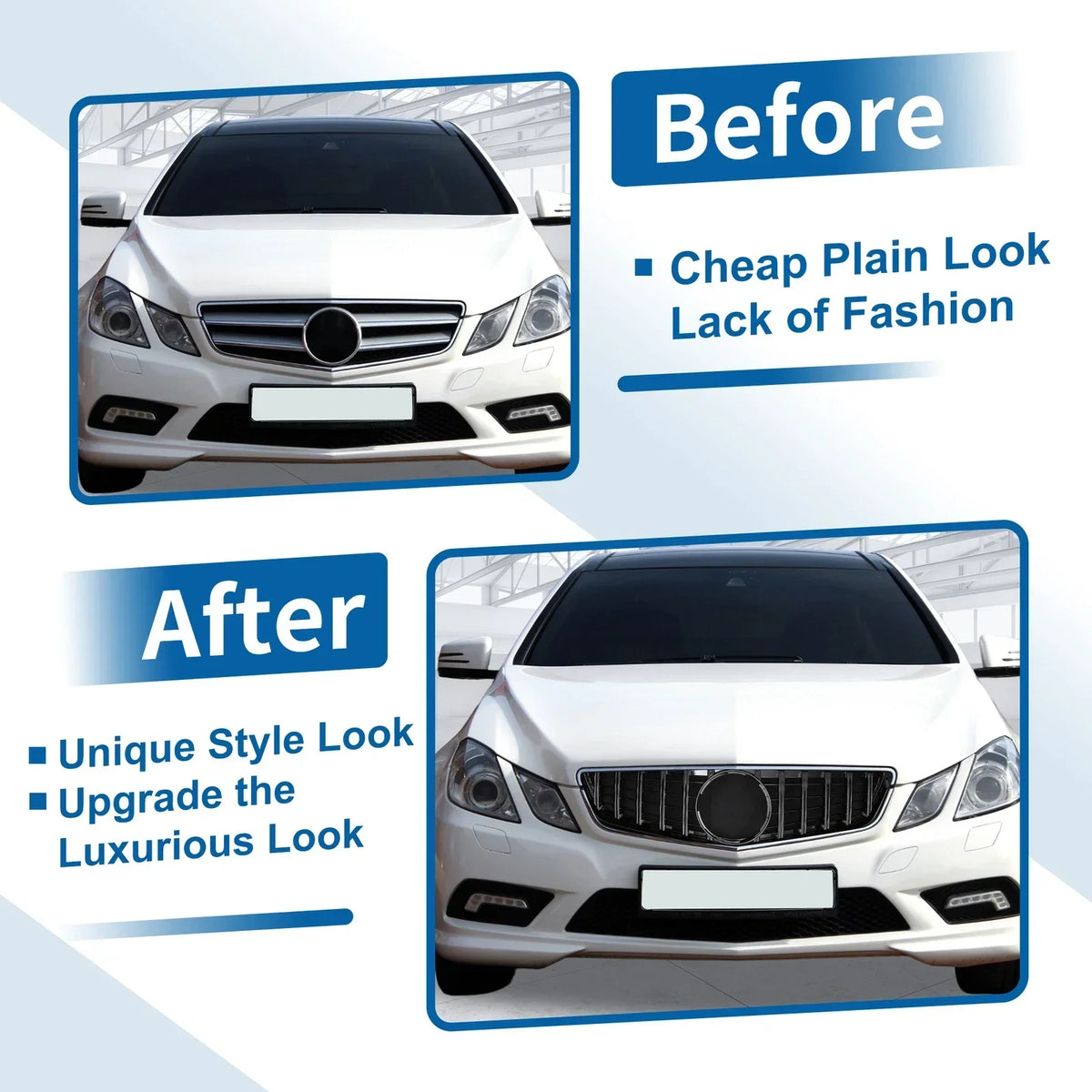 2011-2013 Mercedes-Benz E250 Front Upper Grille - Black Finish