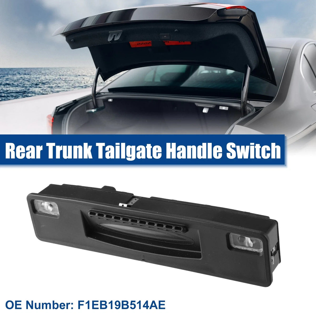 Rear Trunk Tailgate Lock Release Handle Button for Ford Fiesta (2017–2023)