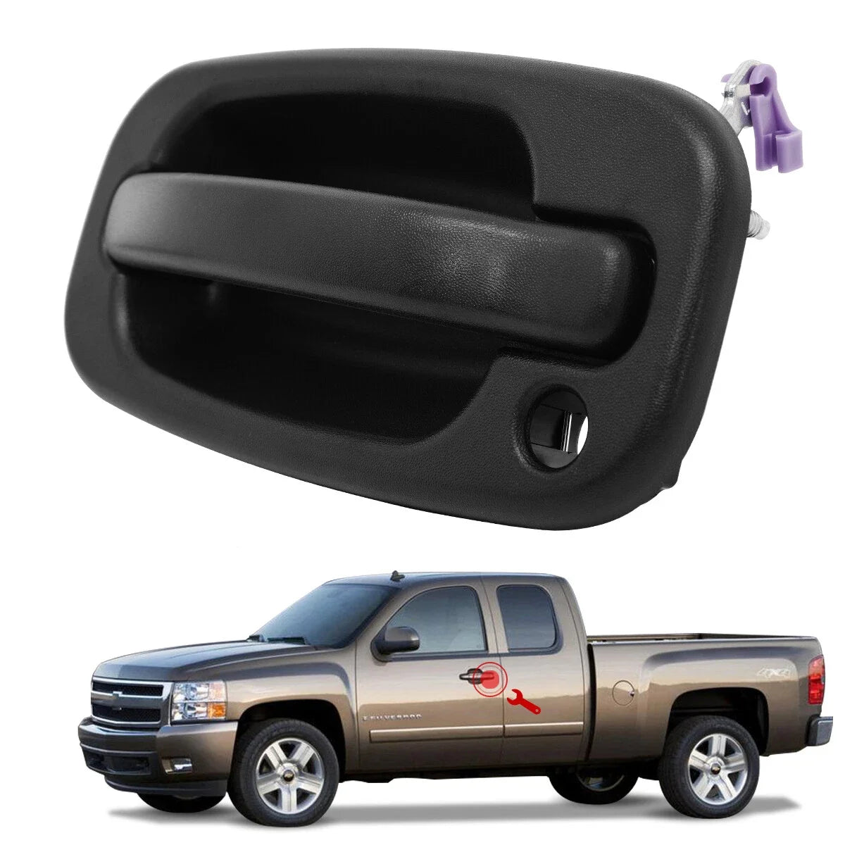 Exterior Door Handle for Chevy GMC (1999–2007) - Black Left Driver Side