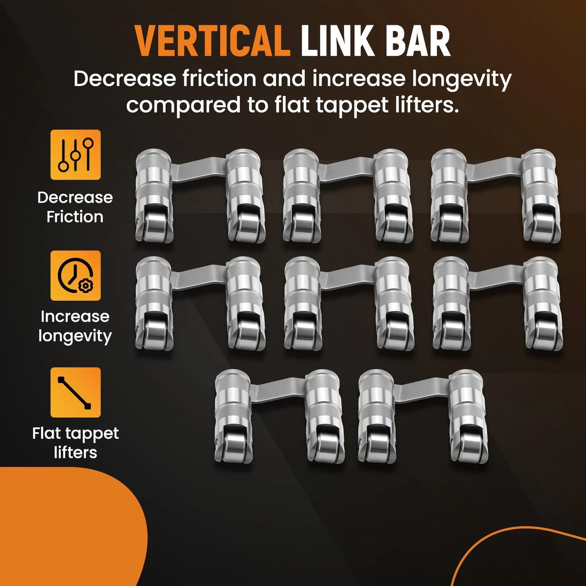 Set of 16 Hydraulic Roller Lifters for V8 Chevrolet Big Block BBC 396-454