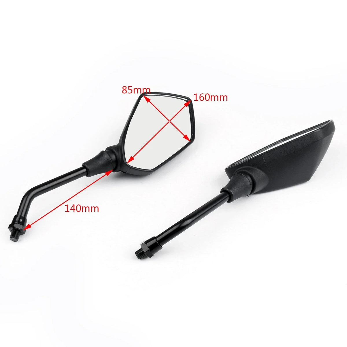 10mm Black Side Mirrors for Rear View on Honda Suzuki Kawasaki