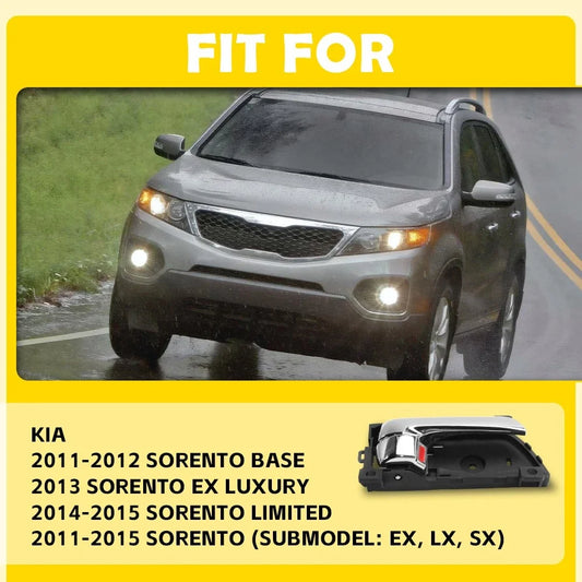 2X Interior Door Handle for Kia Sorento (2012–2015) Front Rear Right Chrome