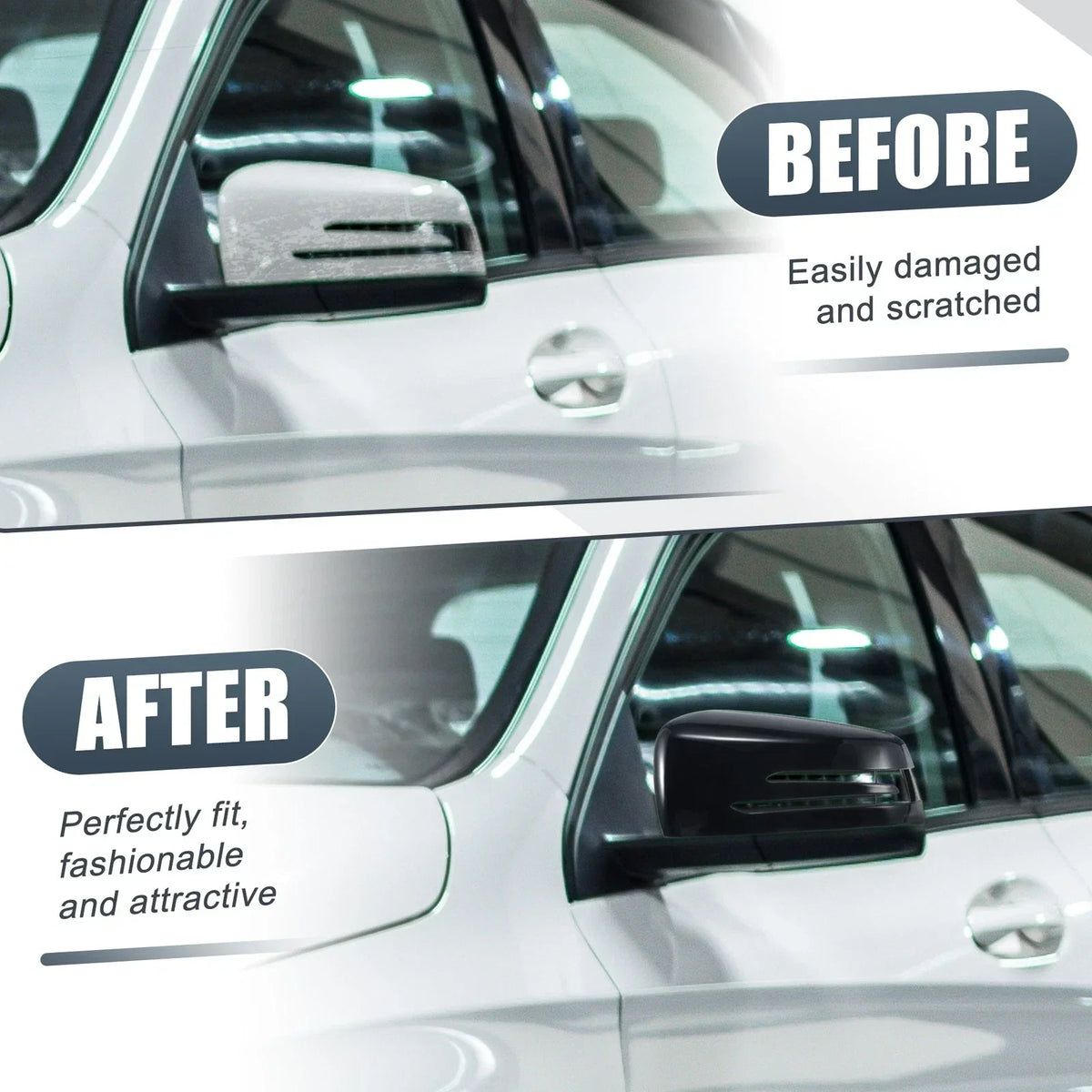 Left Gloss Black Mirror Cover Cap for Mercedes Benz A Class B Class C Class