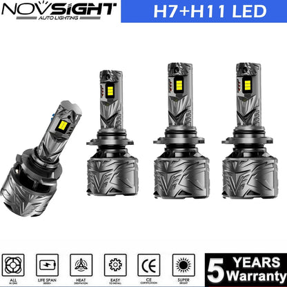 6500K Bright White H7 + H11 Front LED Headlight Bulbs Kit