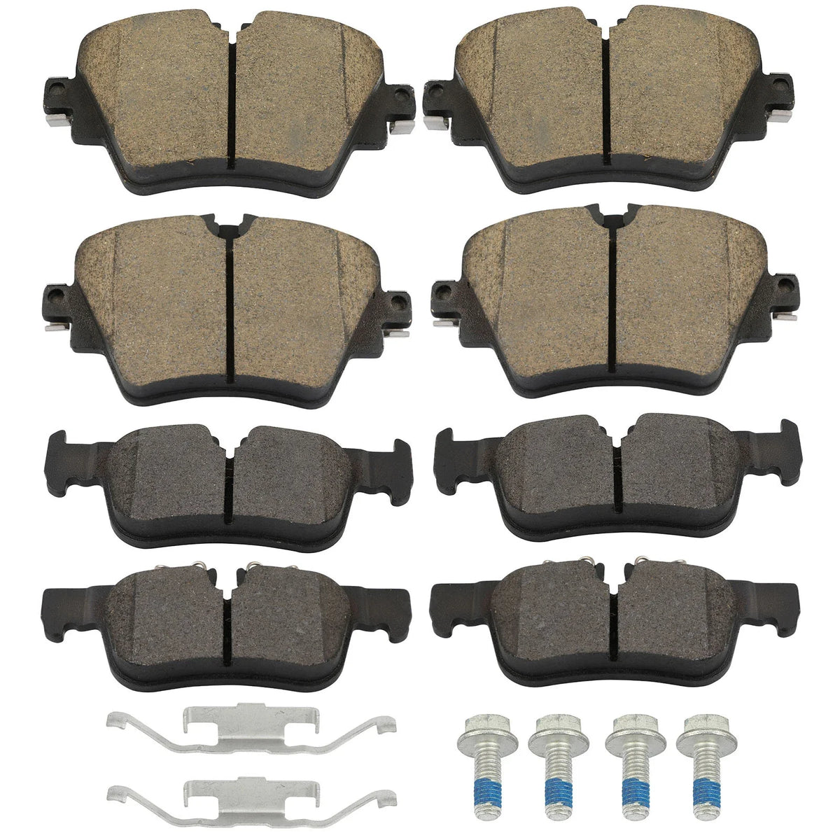 Set of 8 Ceramic Brake Pads with Hardware Kit for BMW X1 (2016–2022)