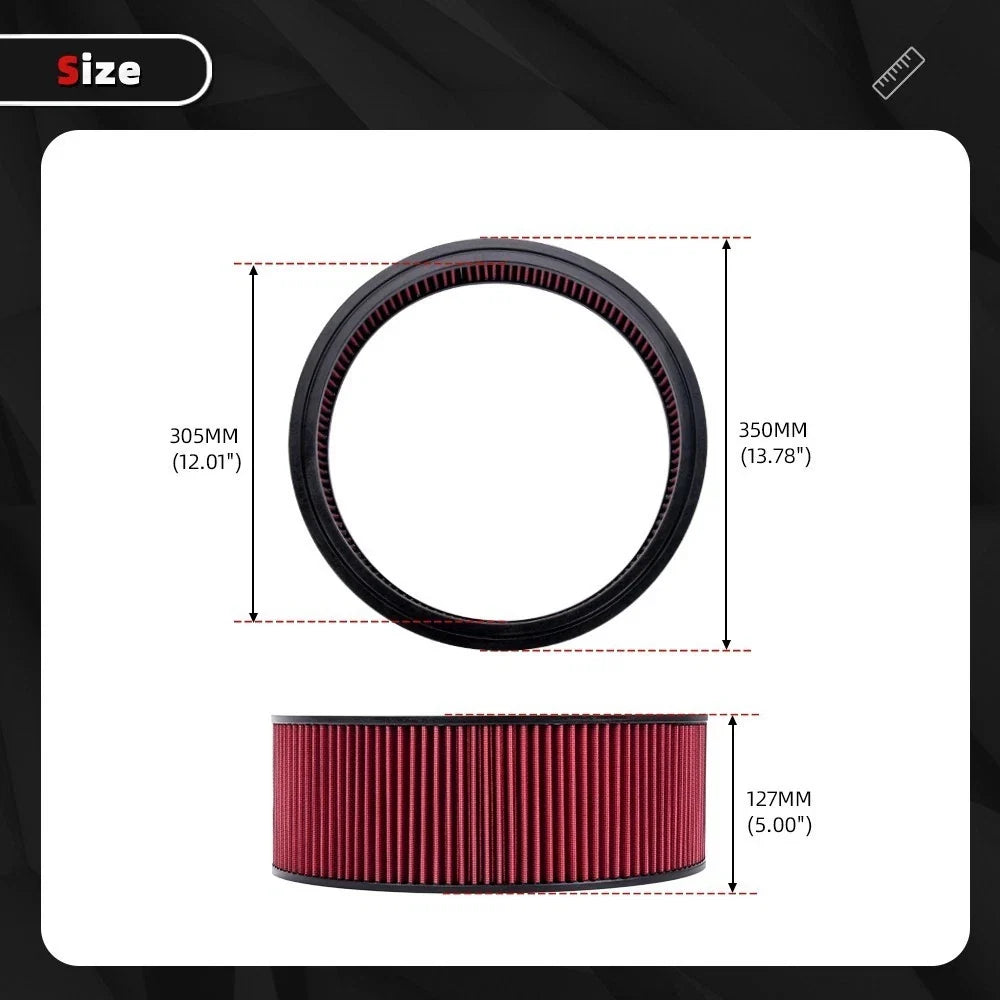 Washable 14" Red Round Air Filter Element for Various Applications