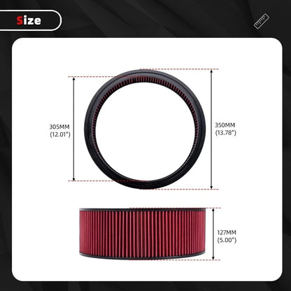 Washable 14" Red Round Air Filter Element for Various Applications
