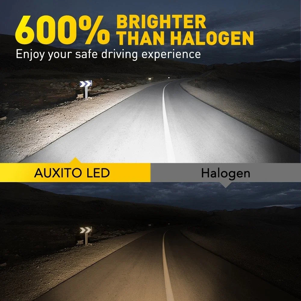 9005 9006 LED Headlight Bulbs Set of 4 by AUXITO for High Low Beam