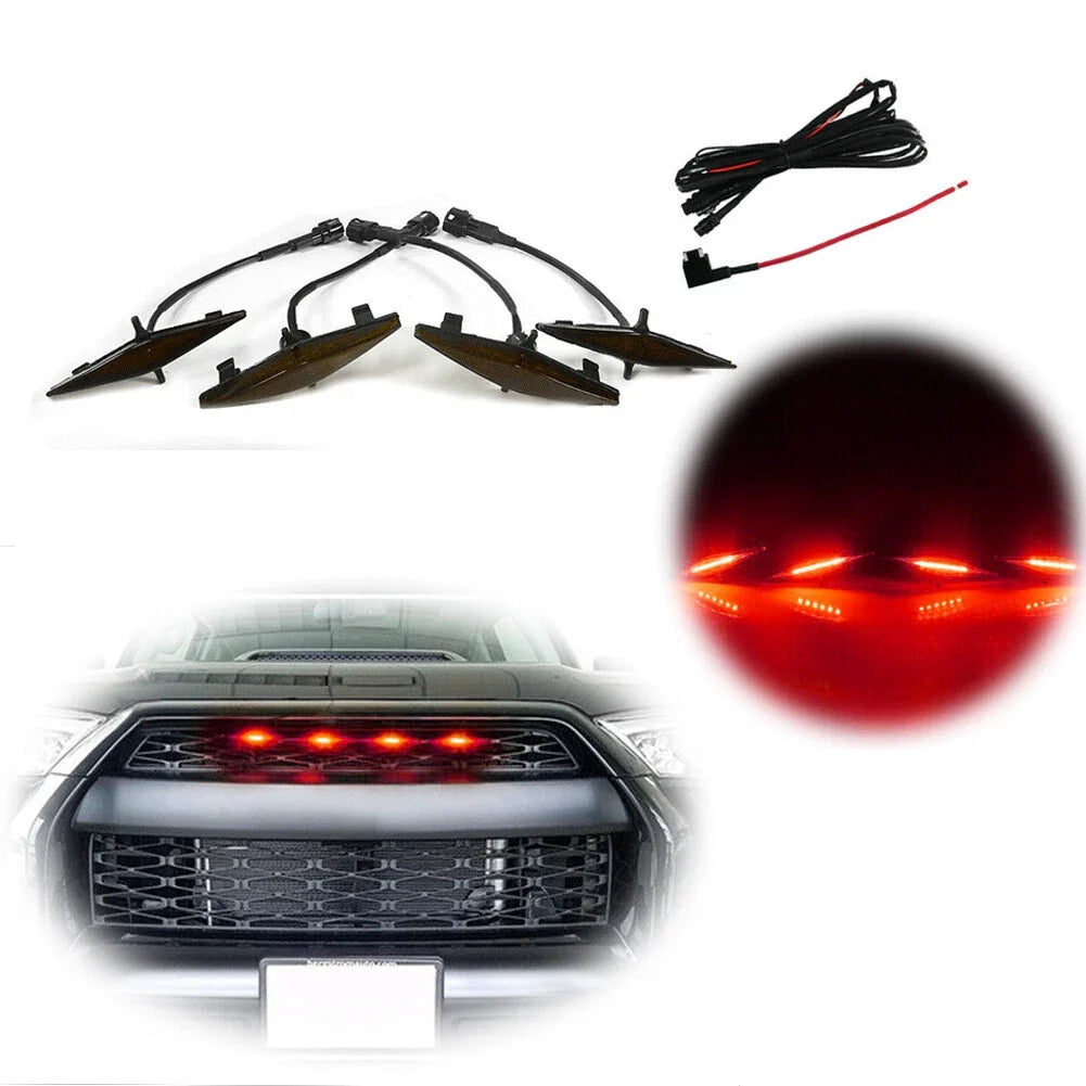 4X Red LED Front Grille Lights for Toyota 4Runner (2014–2019)