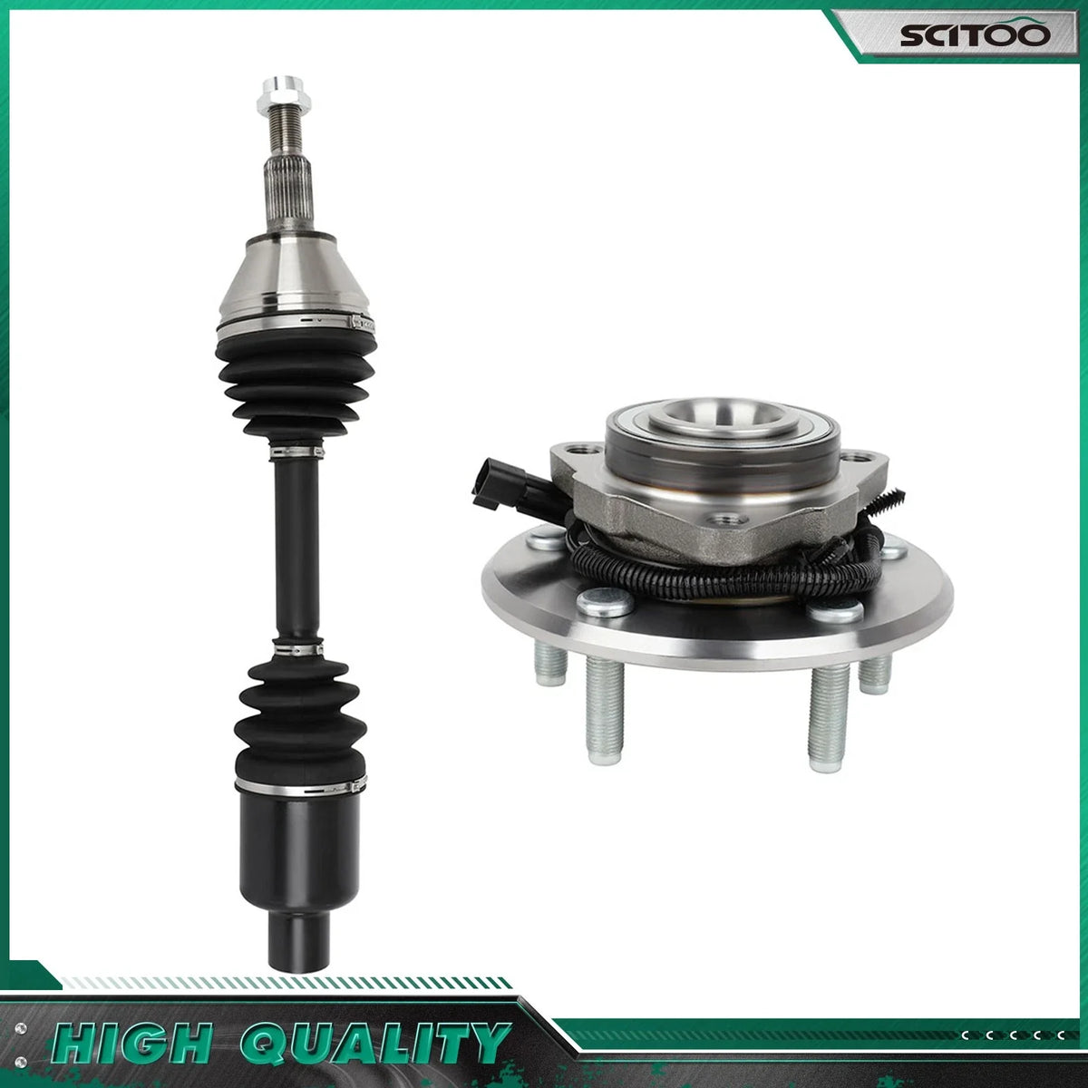 CV Axle Shaft and Wheel Hub Bearing Set for RAM 1500 4WD 2012-2018