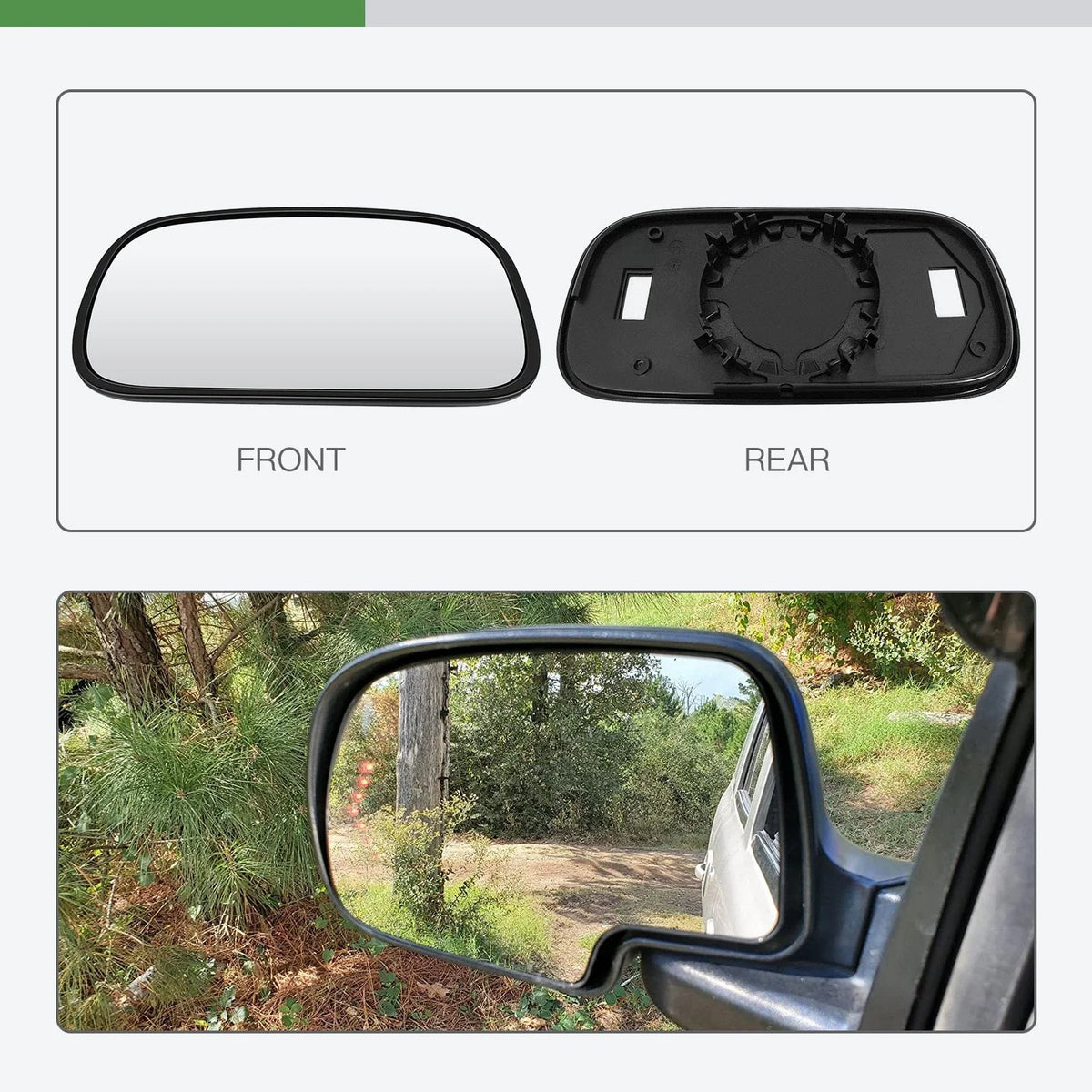 Driver Side Mirror Glass Assembly with Base for Buick Lucerne 2006-2011