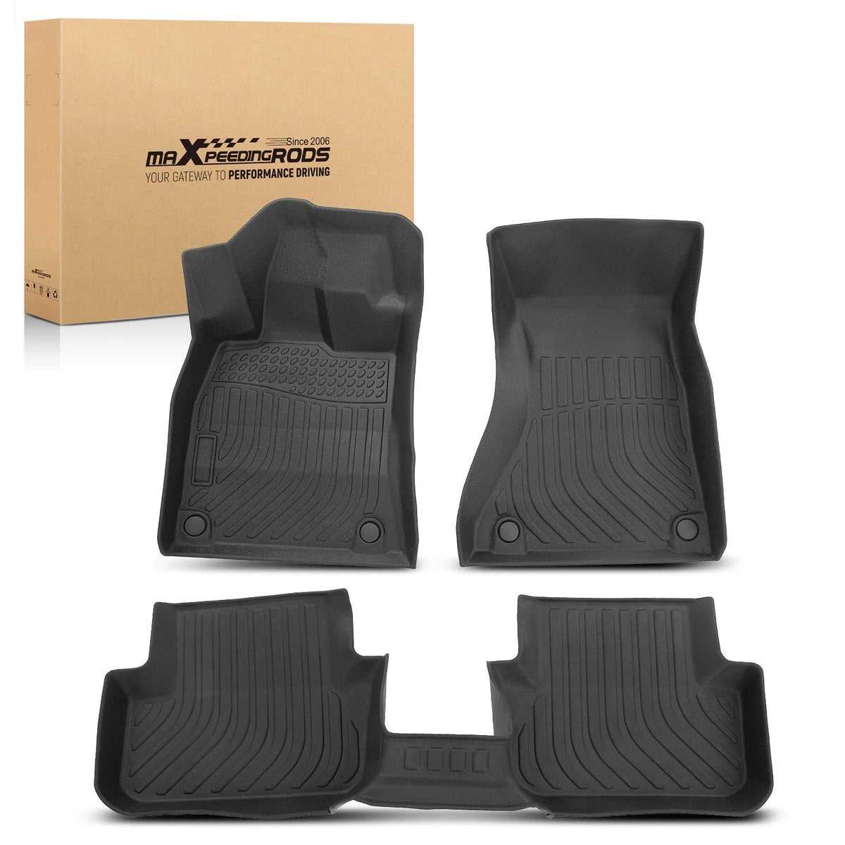 Set of 4 Black TPE Anti-Slip Floor Mats for Audi A4/S4 (2009–2016)