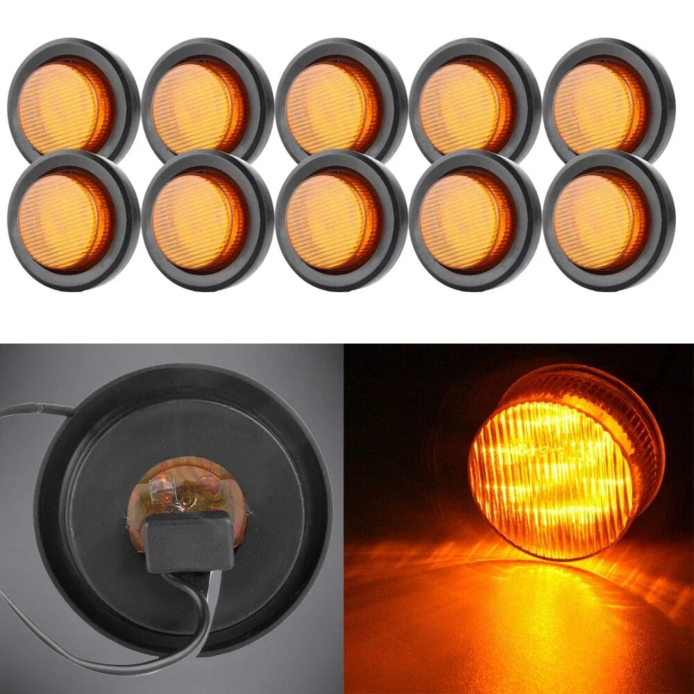 10pcs Amber Side Marker Lights for Trailer (Round Shape)