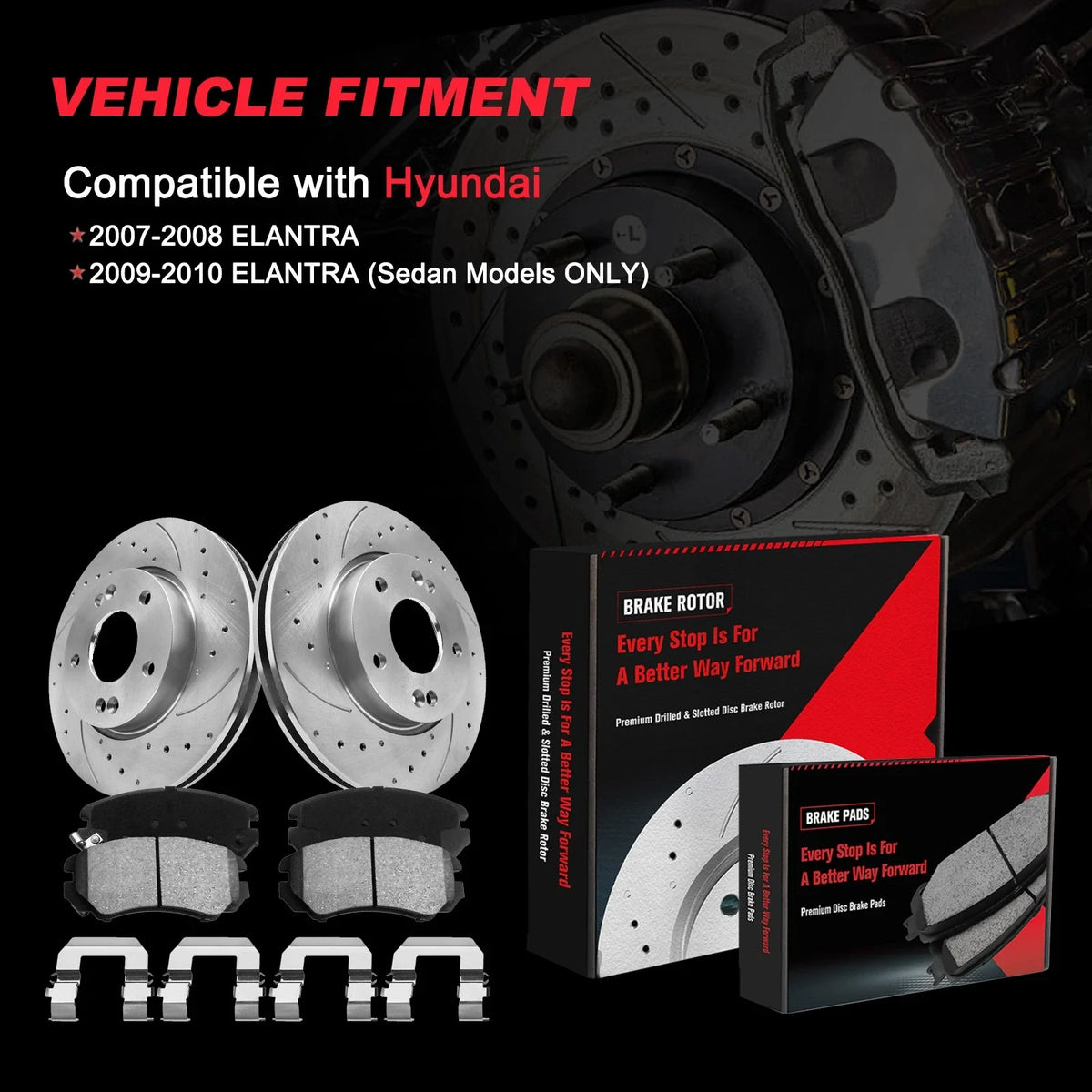 Front Disc Rotors + Ceramic Brake Pads for Hyundai Elantra (2007–2010)