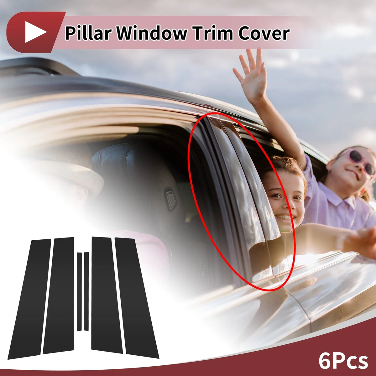 6 Pcs Car Door Pillar Window Trim for Buick Lacrosse (2010–2016) Black
