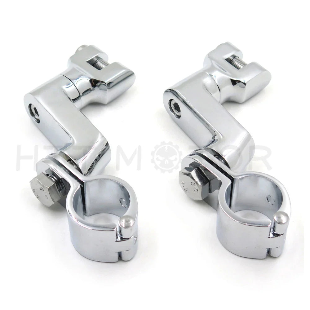 Chrome Longhorn Offset Peg Mounts 1 1/4" for Harley