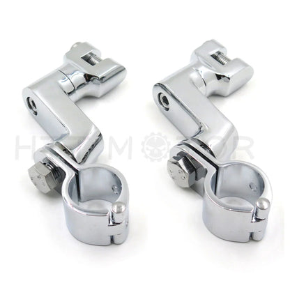 Chrome Longhorn Offset Peg Mounts 1 1/4" for Harley