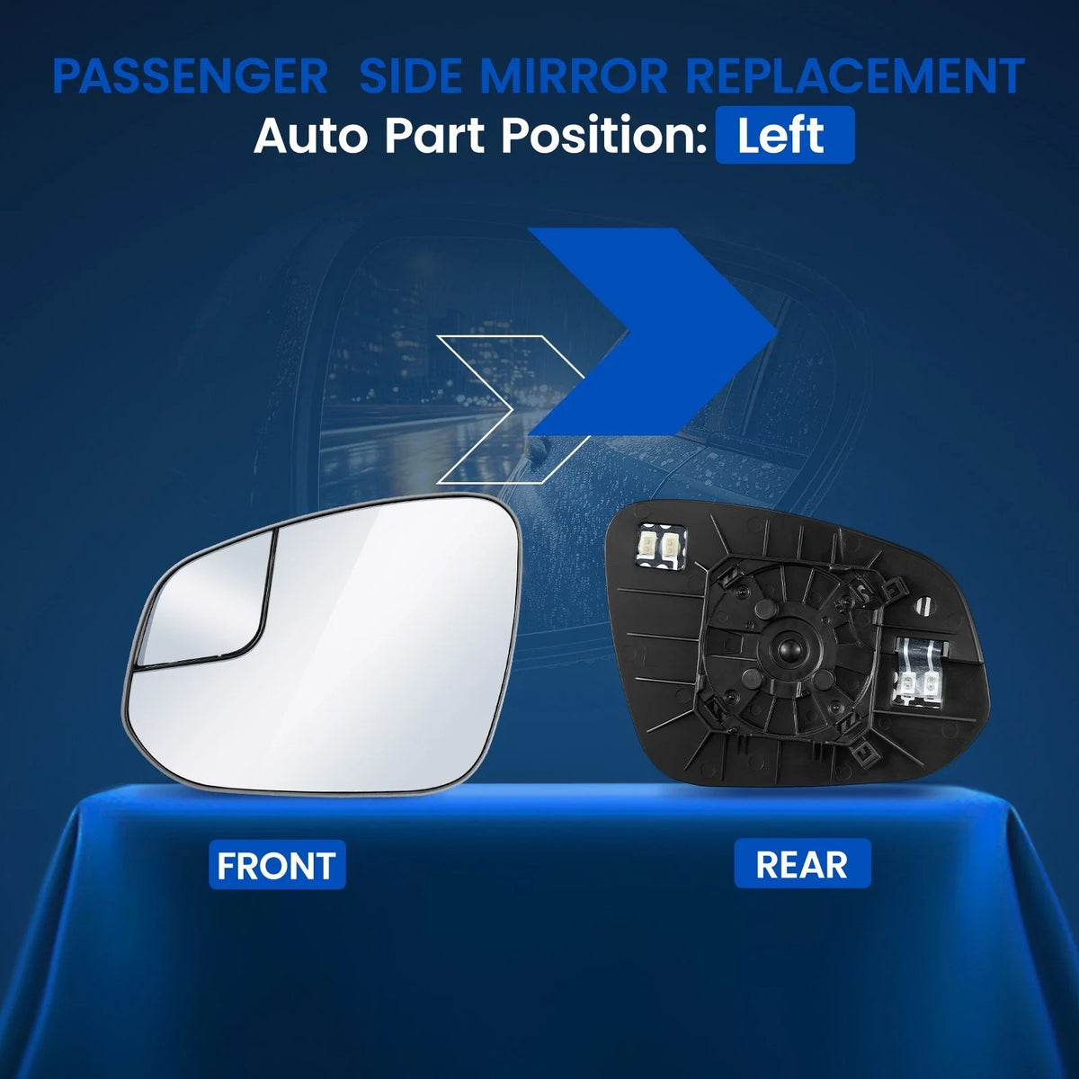 Driver Side Left Heated Mirror Glass for 2016-2018 Toyota RAV4
