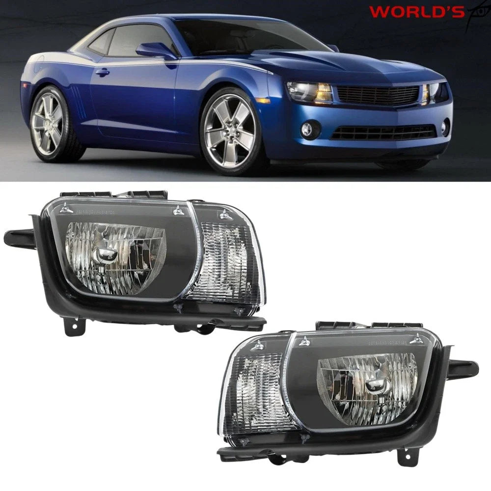 Pair of Halogen Headlights for Chevy Camaro (2010–2013) Black Housing