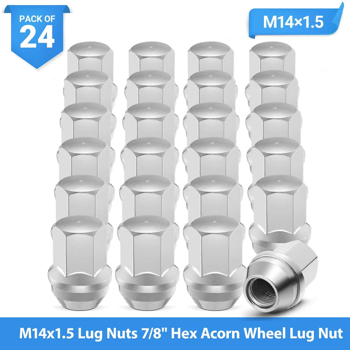 Set of 24 Chrome Acorn Lug Nuts