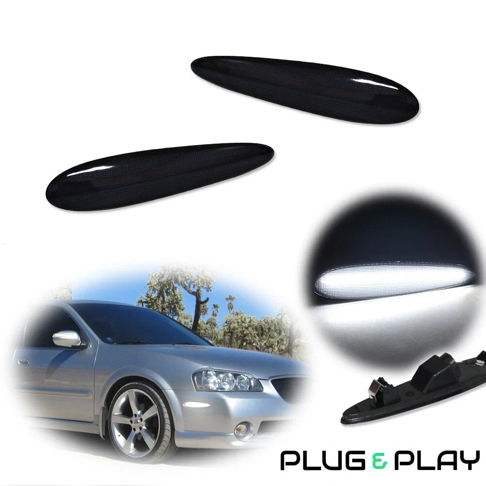 Smoked White LED Front Side Marker Lights for Nissan Maxima (2000–2003)