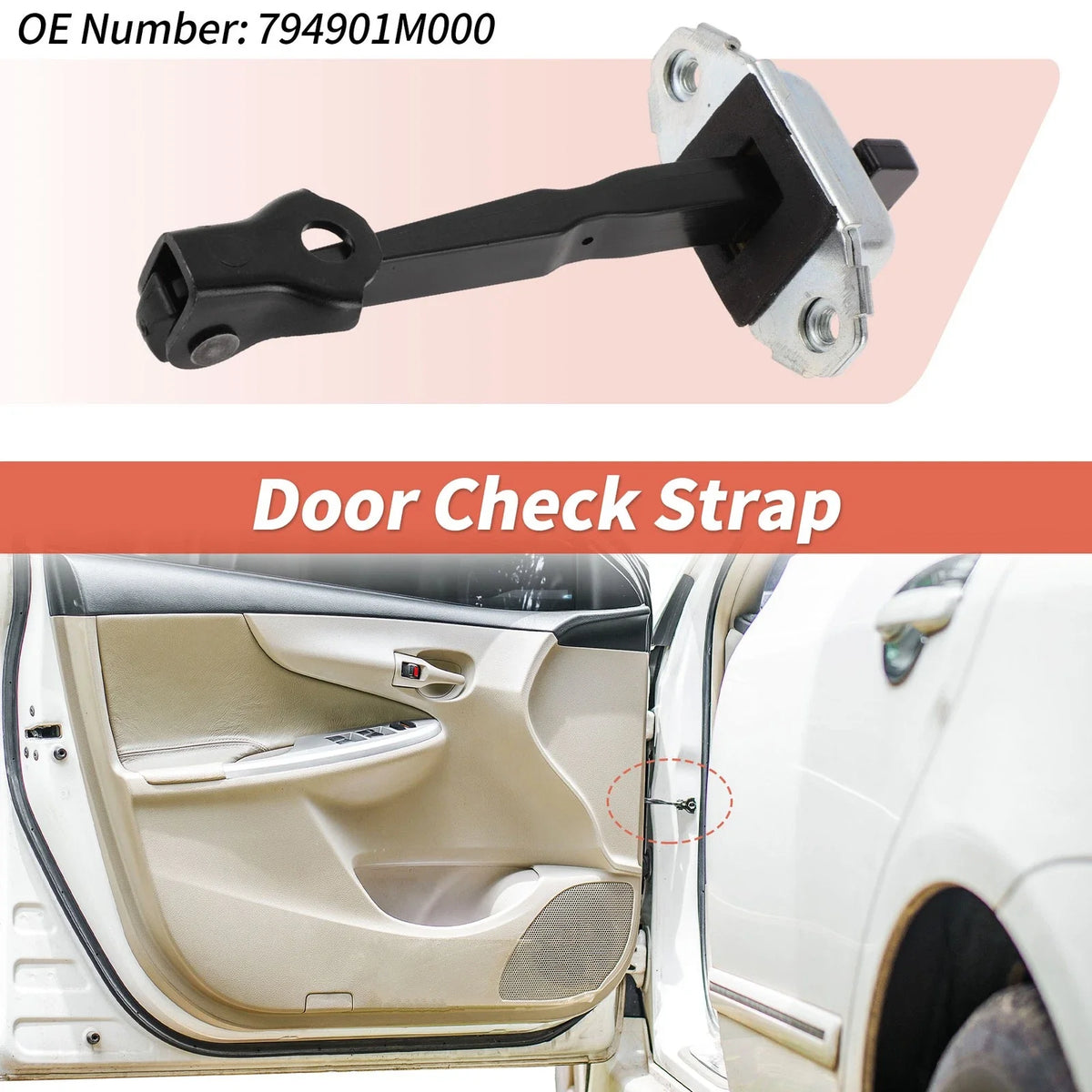 Rear Right Door Check Strap for Kia Forte Sedan (2010–2013) No.794901M000