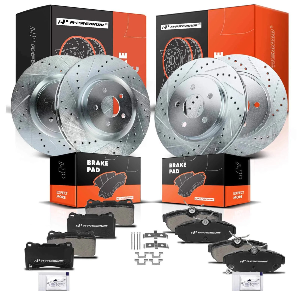 12x Drilled Brake Rotors & Pads for Ford Mustang (2011–2014)