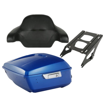 Trunk Backrest Pad Mount Rack - Electric Blue for Harley Touring 2014-2023