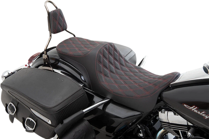 Predator III 2-Up Seat for Harley FL (Double Diamond, Red Thread)
