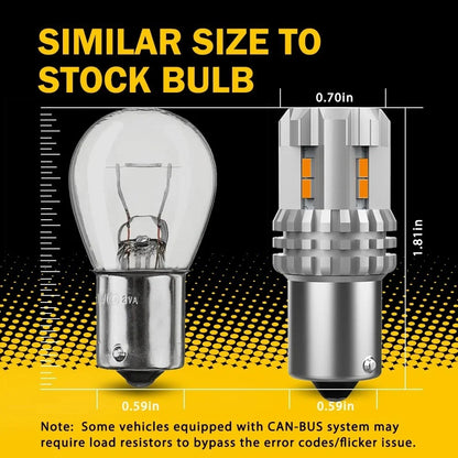 2X 1156 BA15S PY21W Yellow 12-LED Rear Turn Signal Light Bulbs for Vehicles