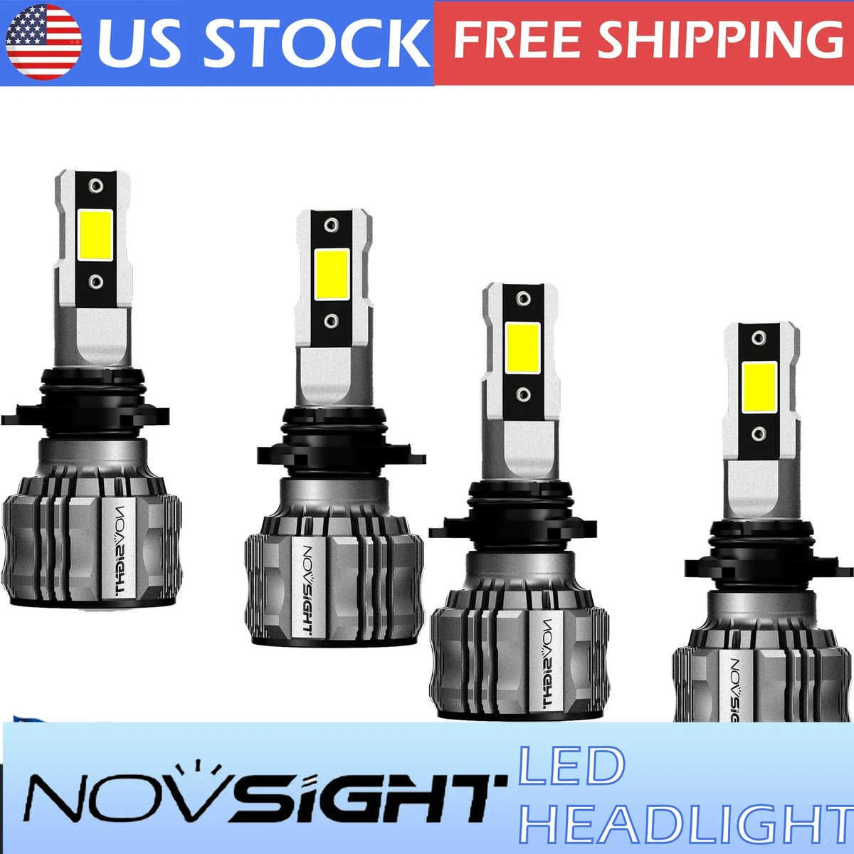 High Low Beam LED Headlight Bulbs 9006 + 9005 Set of 4 (6500K)