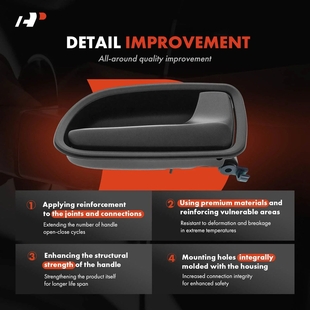Front Right Door Handle - Black Plastic for Kia Rio (2003-2005)
