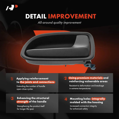 Front Right Door Handle - Black Plastic for Kia Rio (2003-2005)