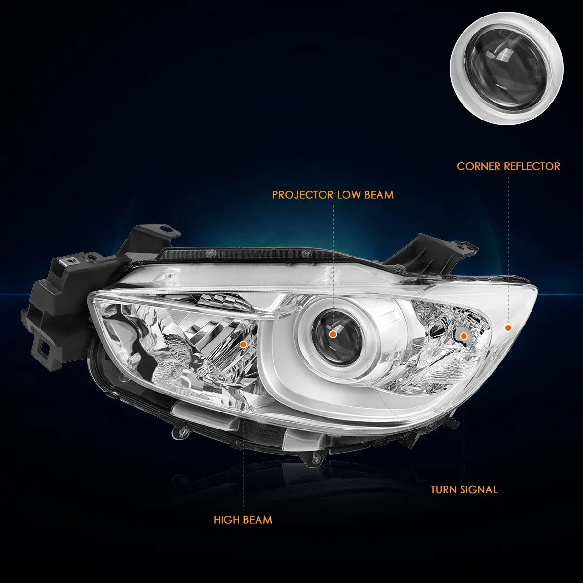 Projector Headlight with Chrome Housing for Mazda CX-5 2013-2016