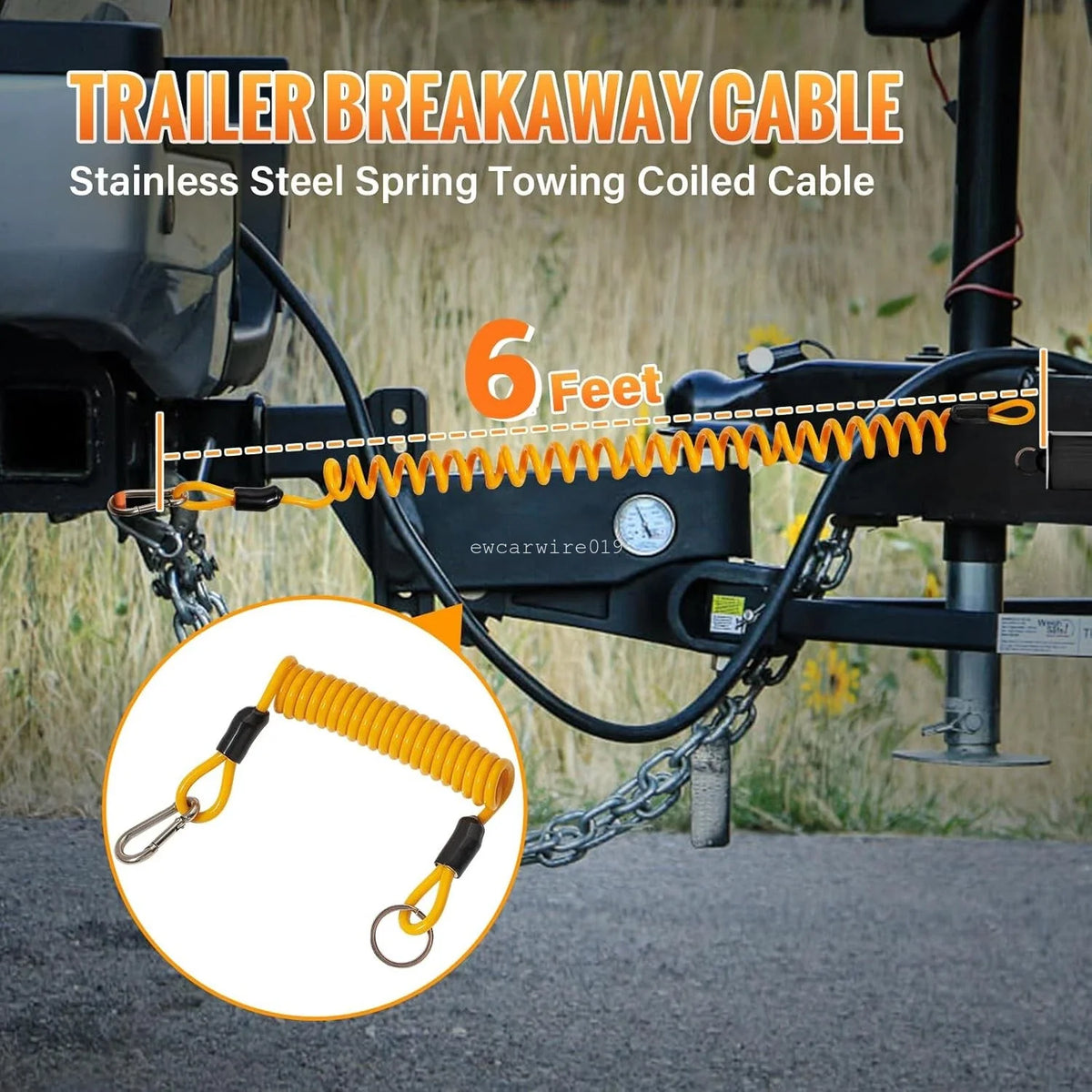 5ft Trailer Breakaway Cable for RV Towing Safety